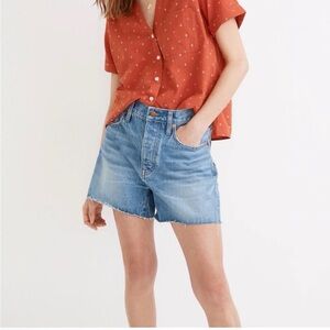 Madewell Women's The Dad Jean Short Blue Cut-Off High Rise Jean Shorts 29 Beach